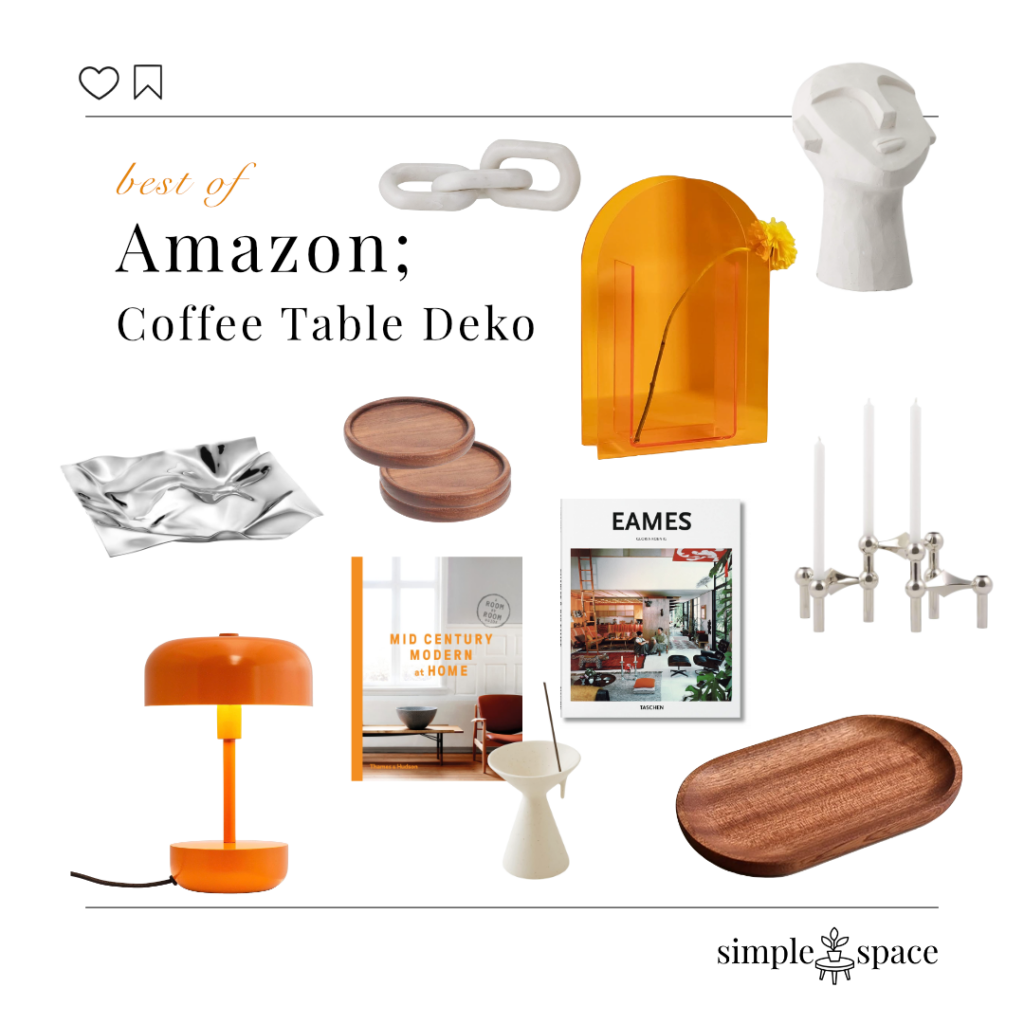 Schön dekorierter Couchtisch im Mid Century Stil