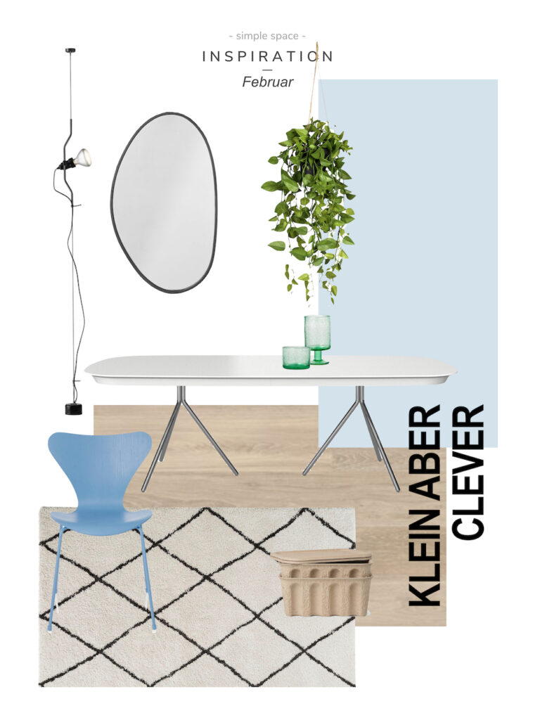 Moodboard kleine Wohung einrichten, clever und schön