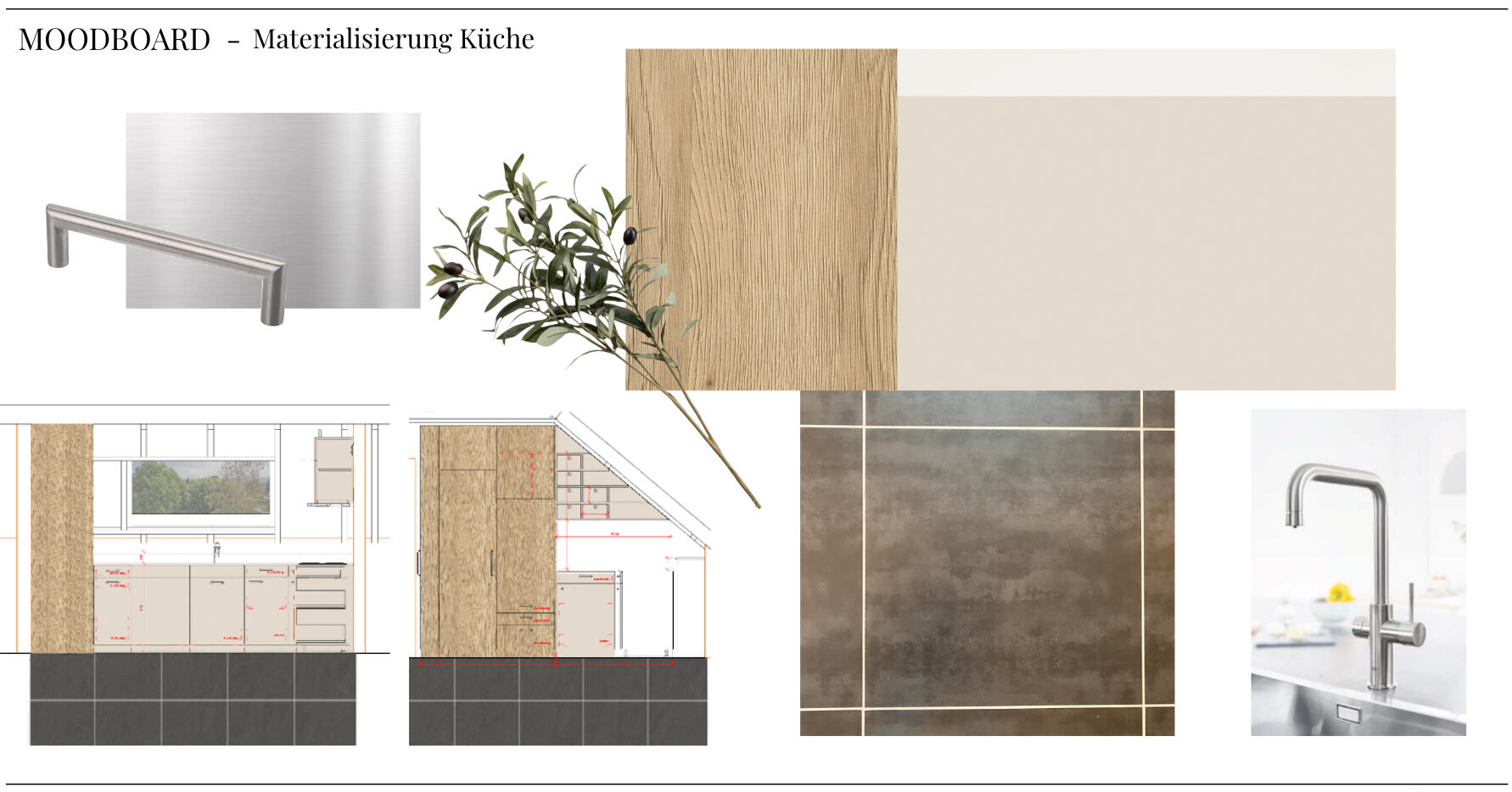Moodboard Projekt Farb- und Material-Konzept Küche