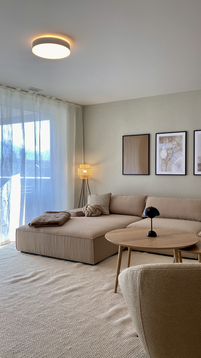 Interior Design Projekt - Neubauwohnung hell und modern - Wohnzimmer mit Sofa