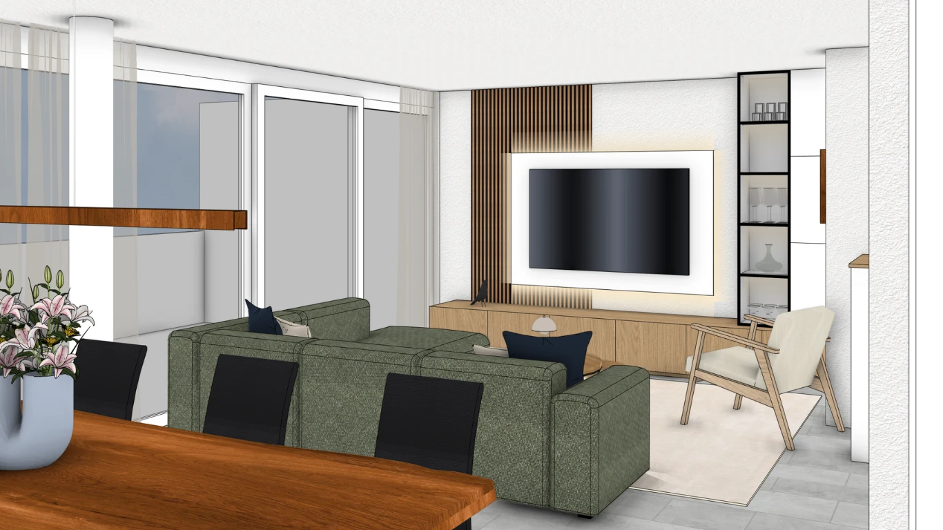 Wohnzimmer Wohnwand Modern – 3D Visualisierung